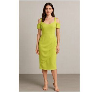 CHIARA BONI Lime Julia Cold Shoulder Petite Robe Sheath 60869 Dress - BRAND NEW